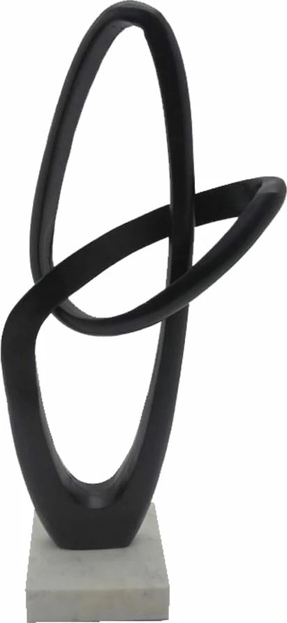 Dekor skulpturë Nordi, alumin, gur, 19x13x50cm, e zezë/e bardhë