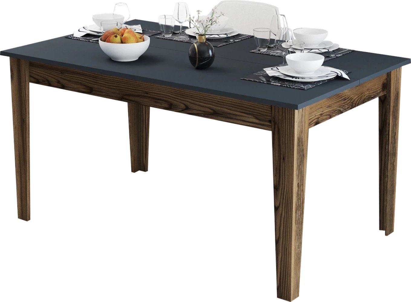 Tavolinë drejtkëndore me hapje, ngjyrë arrë-antracit, me hapësirë për ruajtje, 145x88x75cm