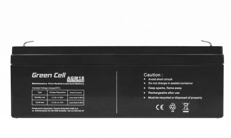 Bateri UPS Green Cell AGM18 12 V 2.3 Ah e zezë Bateri UPS Green Cell AGM18 12 V 2.3 Ah e zezë