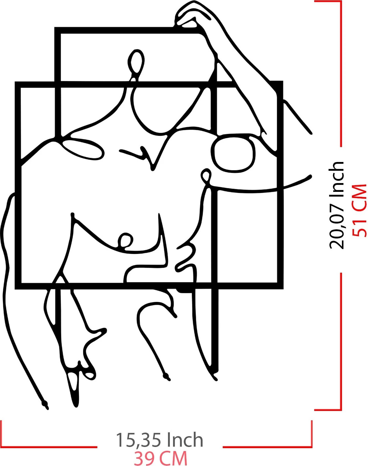 Aksesor dekorativ metalik për mur Wallity, Fit Man, ngjyrë e zezë, 39x51cm