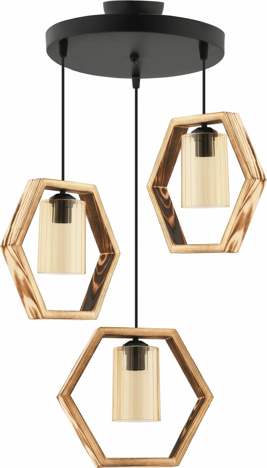 Llambë tavani Opviq, Hexagon Triple B, xhami, natyrale/zezë