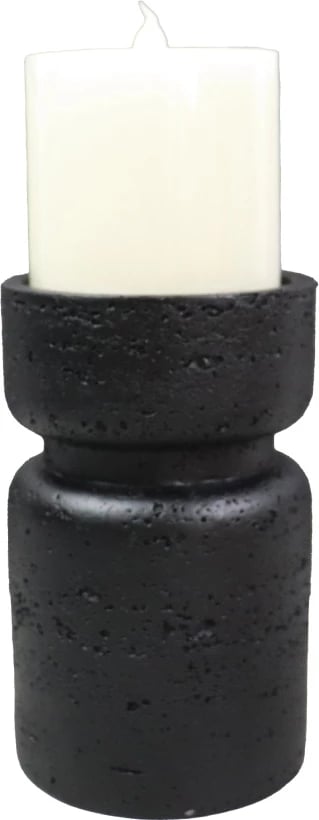 Mbajtës qirinjsh INGER, polirezine, i zi, 9x9x15cm