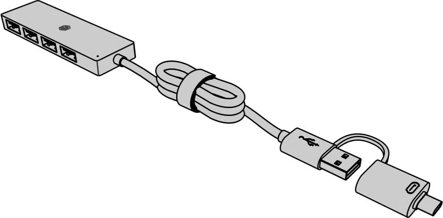 Kasë USB IcyBox IB-HUB1424-C3, 4 porta, USB 3.2 Gen 1, Type-C/Type-A, e zezë
