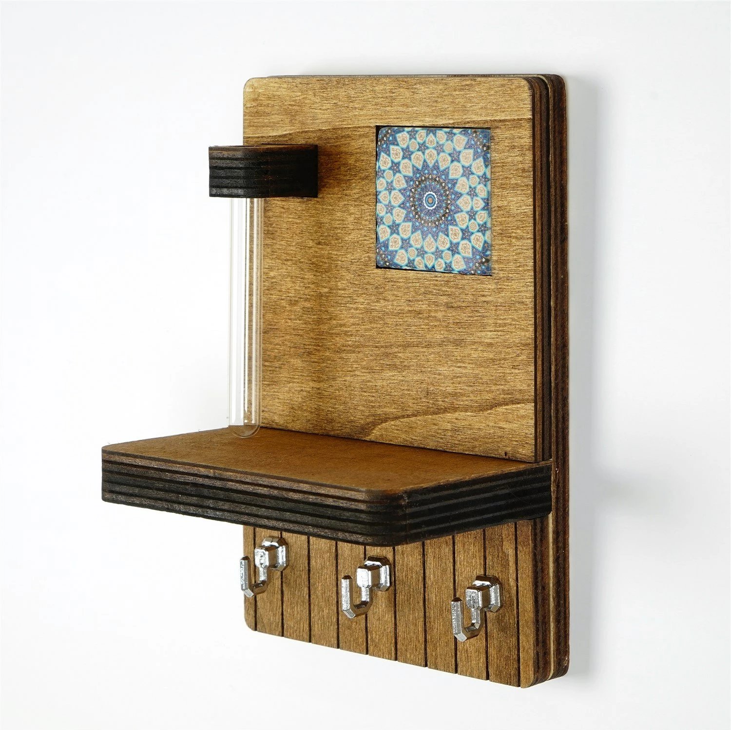 Mbajtës çelësash për mur Wallity, LAZ160, ngjyrë arre