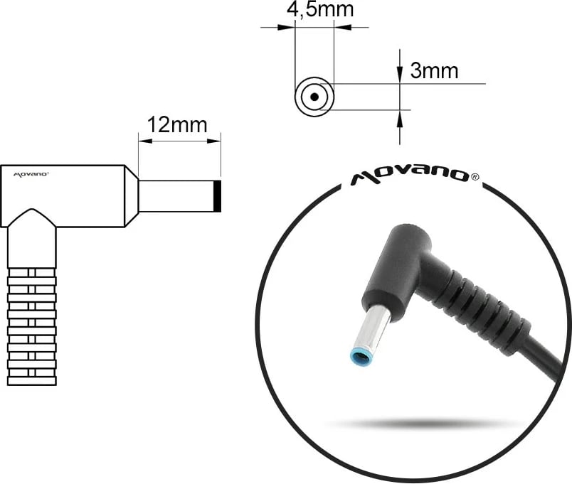 Kasë karikues Mitsu për HP, 45W, 19.5V 2.31A, 4.5x3.0 mm, Zi