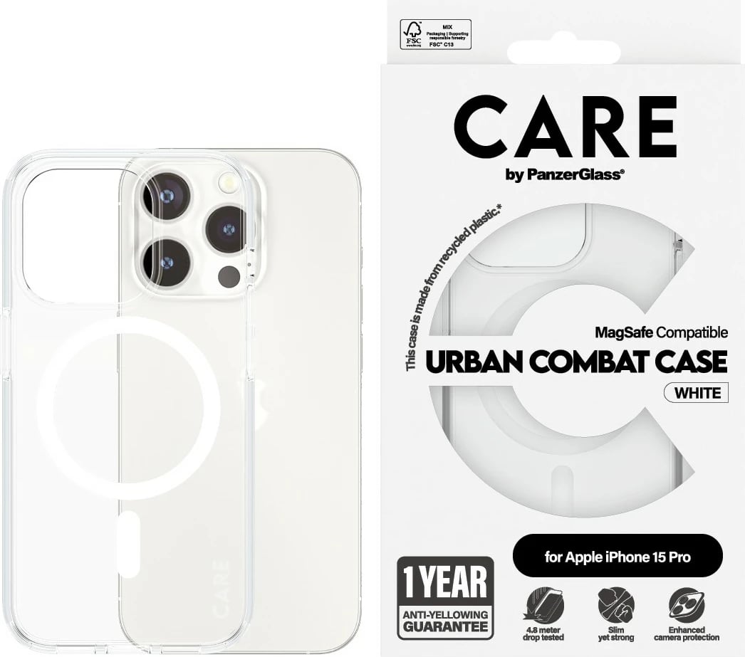 Mbështjellës PanzerGlass CARE Case Flagship MagSafe për iPhone 15 Pro, transparent
