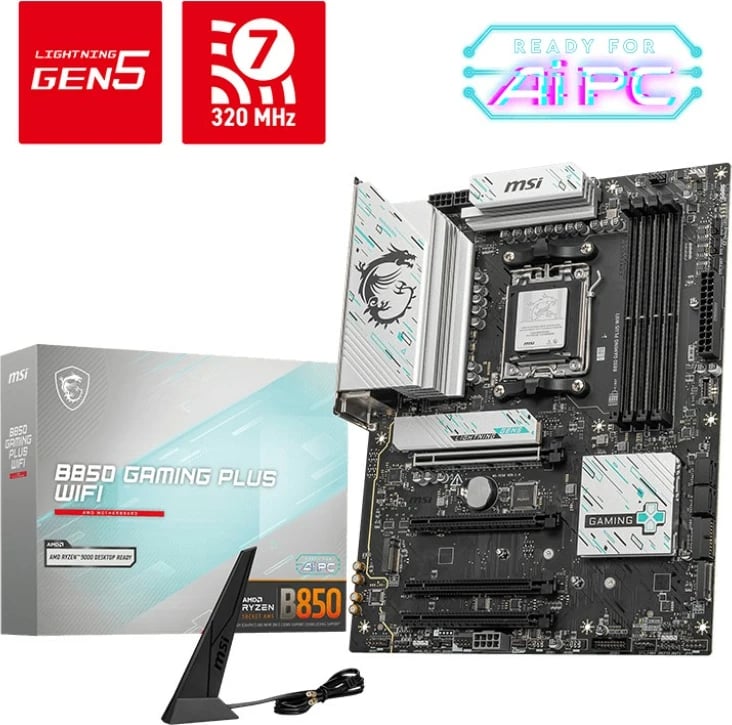 Pllakë amë MSI B850 GAMING PLUS WIFI, Socket AM5, DDR5, ATX, Wi-Fi 7, e zezë