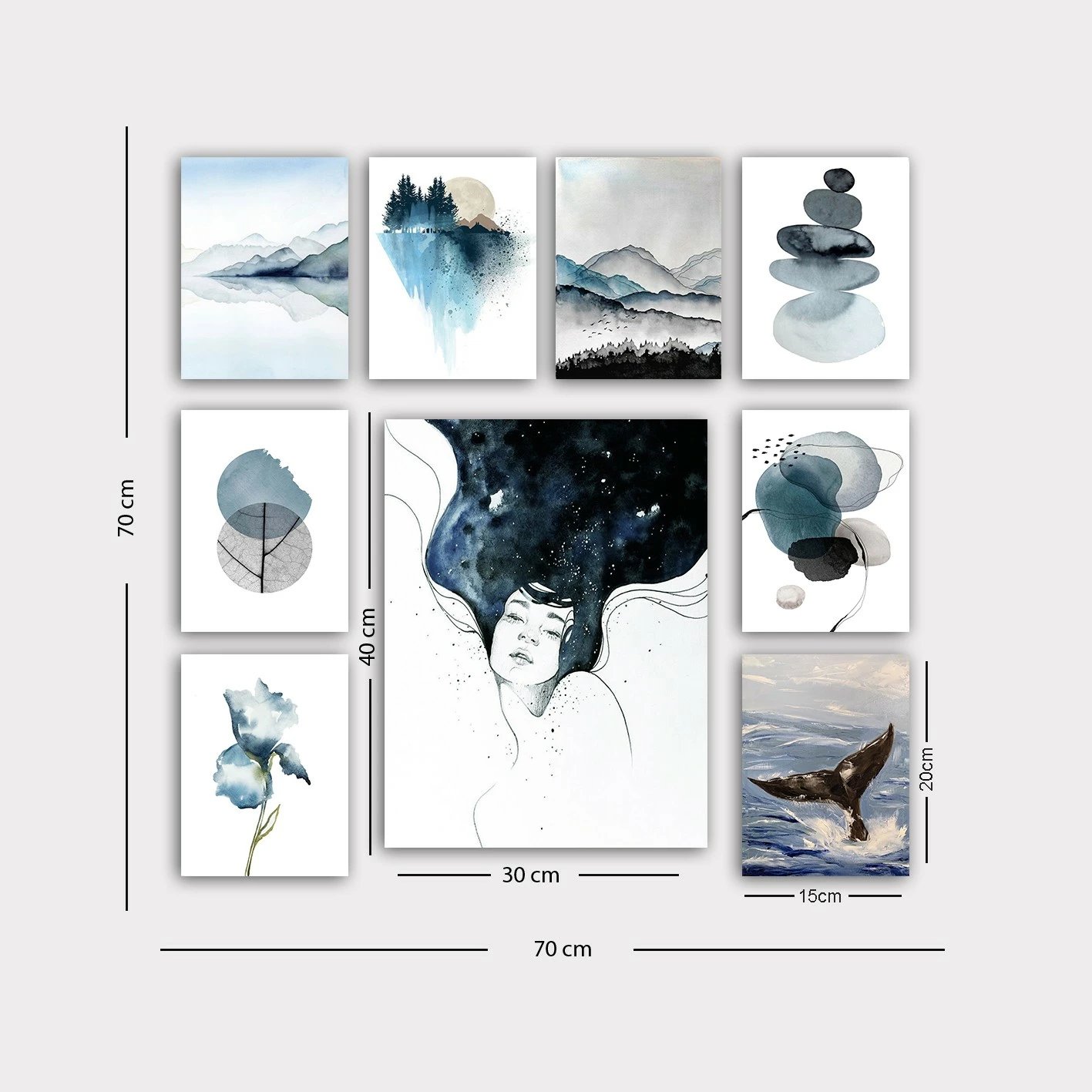 Piktura dekorative MDF (9 copë), Wallity, 9MDF06YS