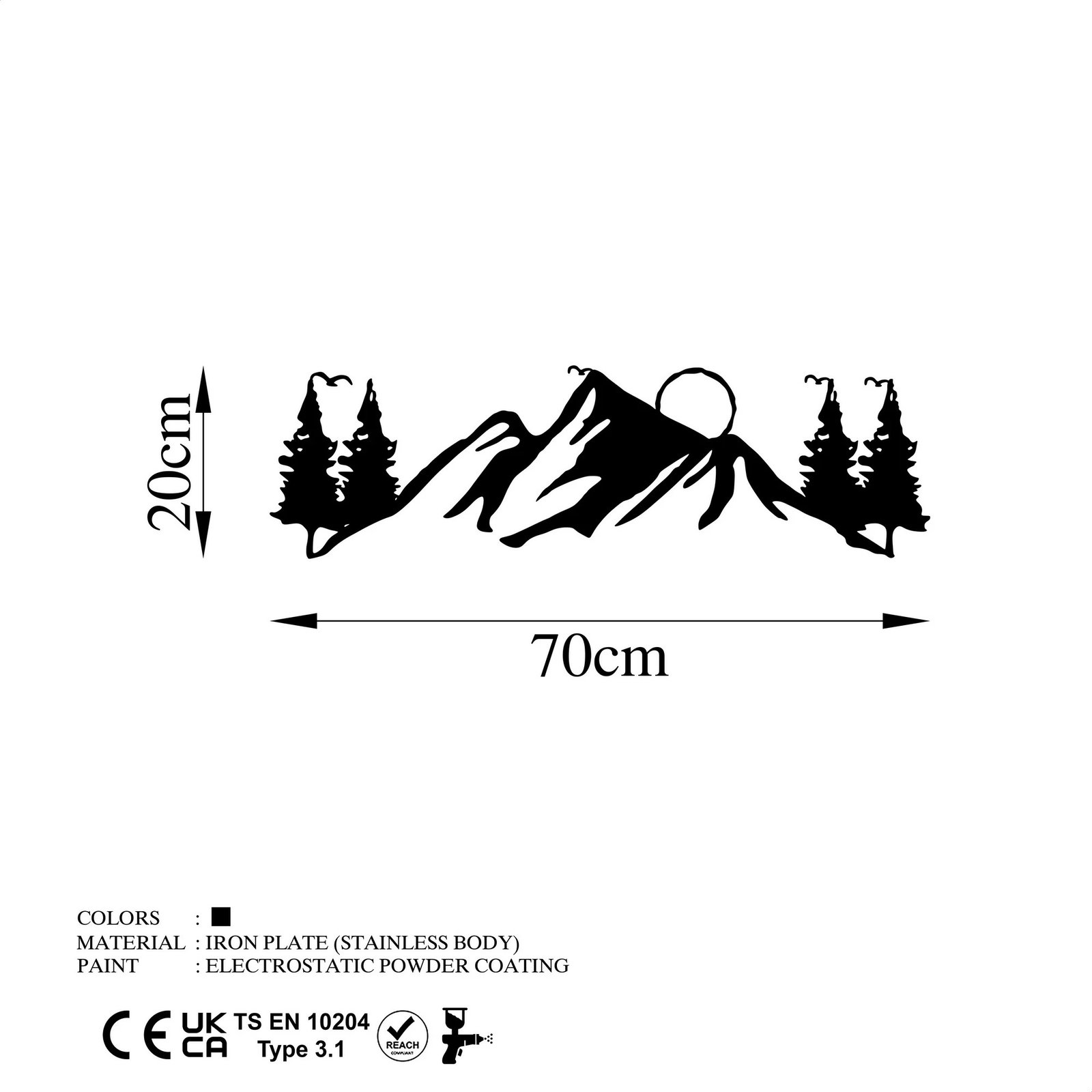 Aksesor dekorativ metalik për mur, peizazh, Wallity, Landscape 3