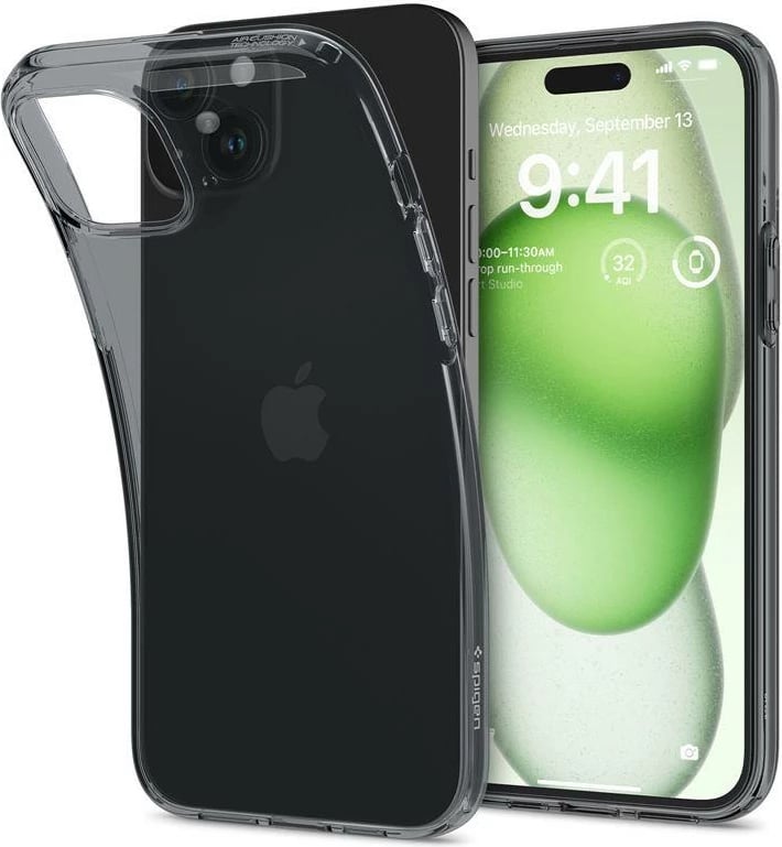 Mbështjellës Spigen Crystal Flex për iPhone 15 Plus, Gri-Transparent
