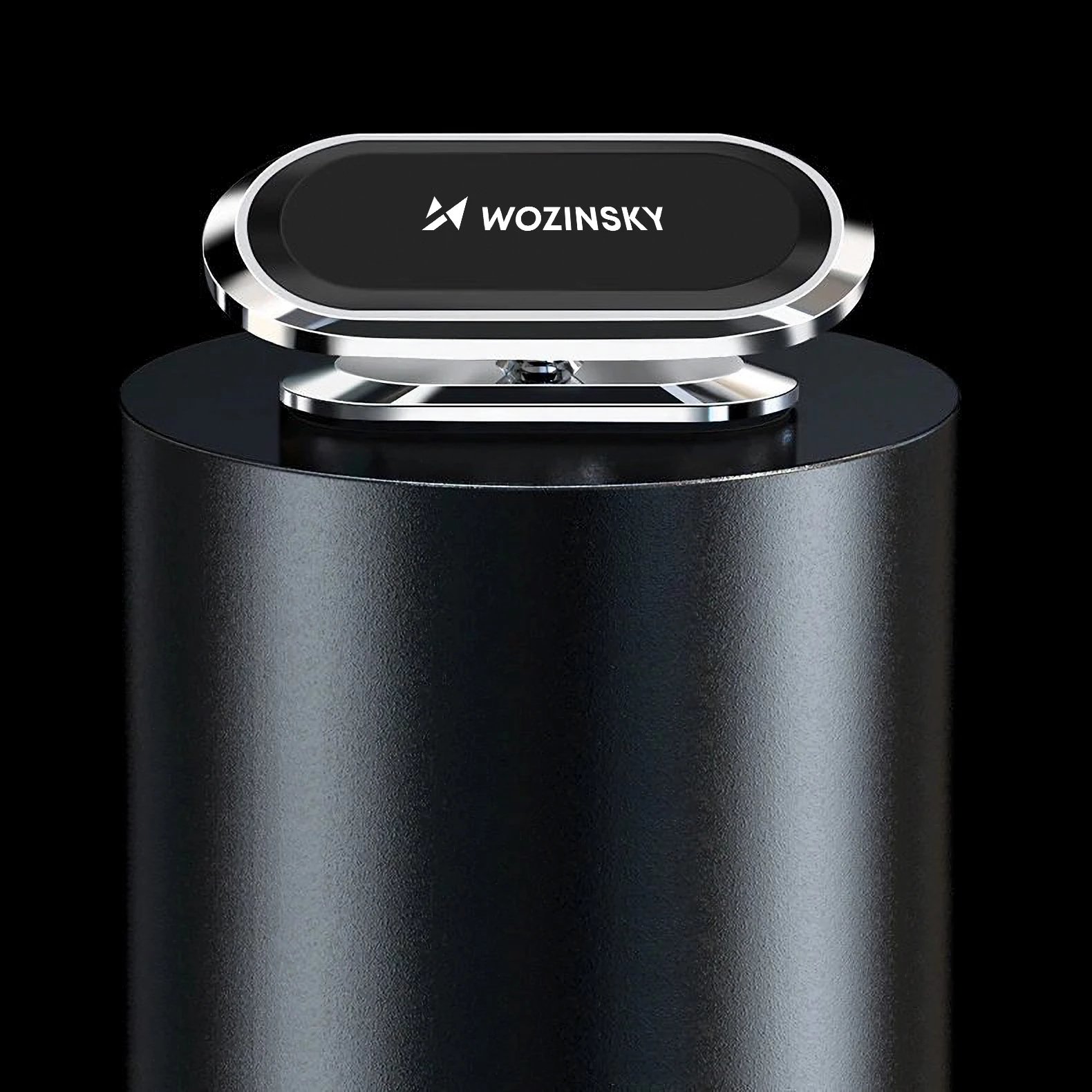 Mbajtës magnetik për telefon Wozinsky WMH-06, vetë-ngjitës, rrotullim 360°, argjendtë/zi