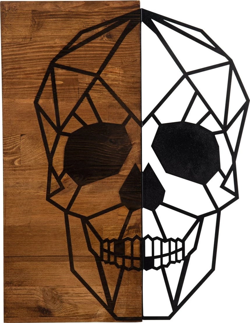 Aksesor dekorativ muri, dru dhe metal, dizajn kafke, Wallity, ngjyrë e zezë dhe arre, 44x58cm