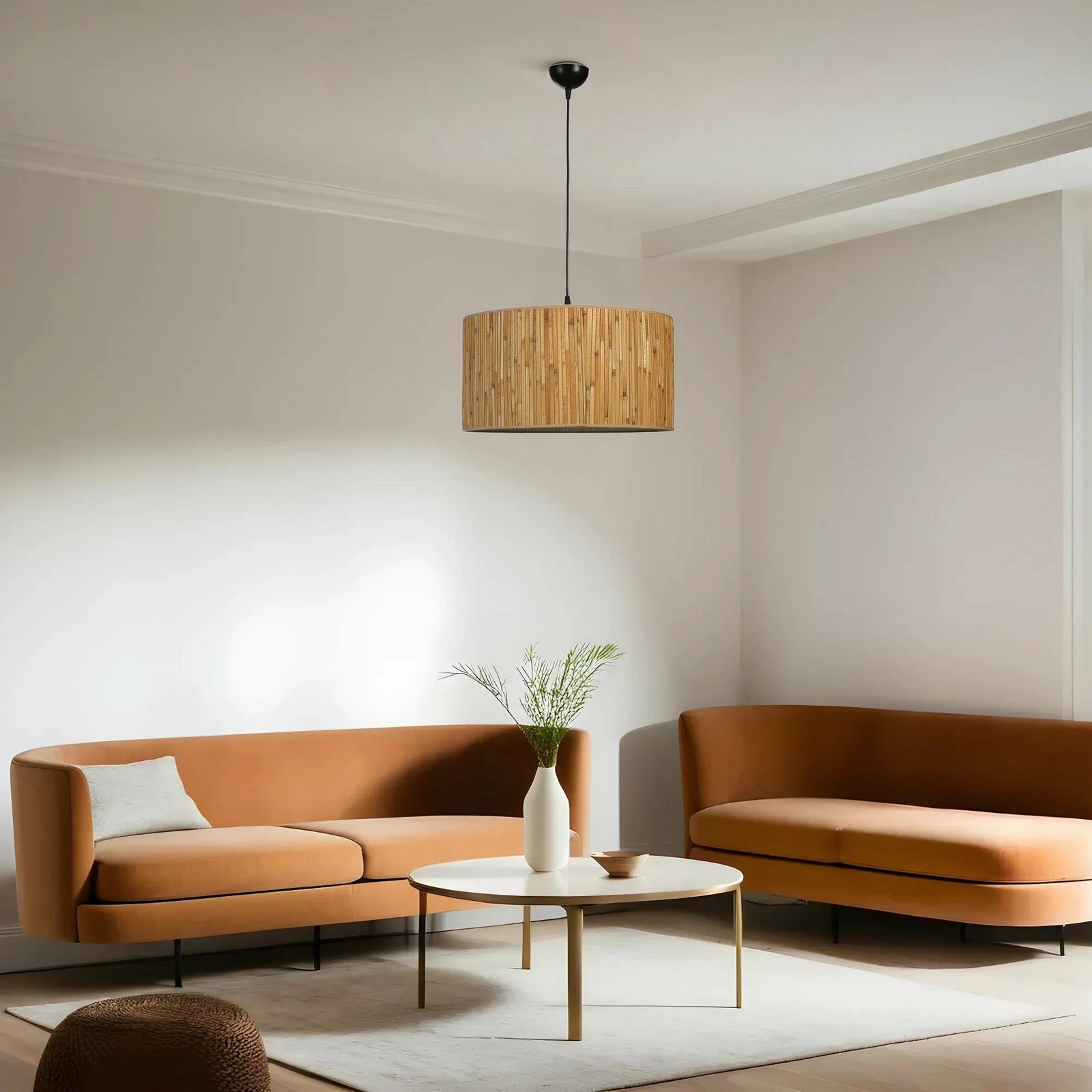 Llambë tavani Opviq, bambu dhe e zezë, 45x70cm