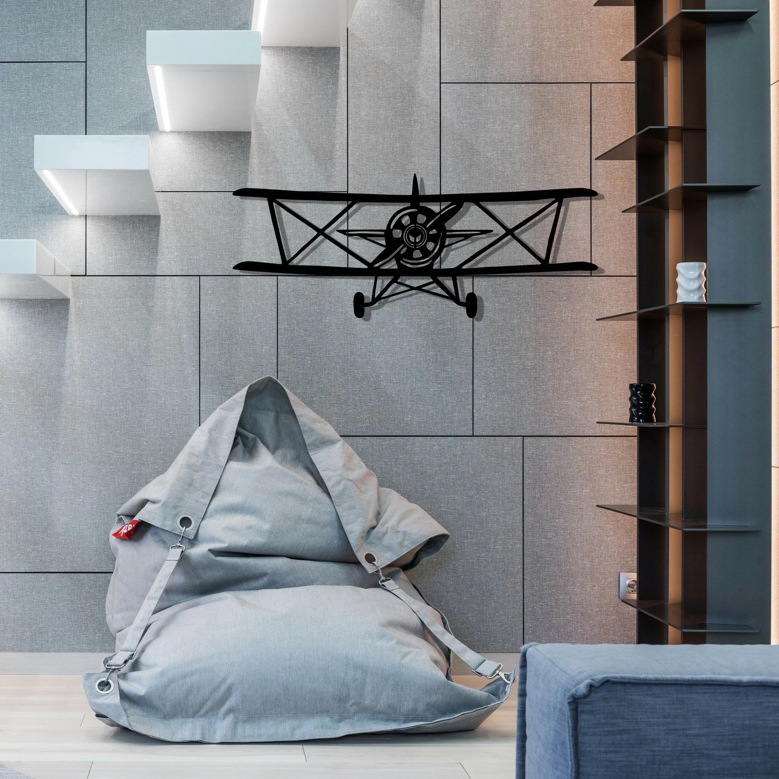 Aksesor dekorativ metalik për mur, Wallity, Vecihi, ngjyrë e zezë, 66x26cm