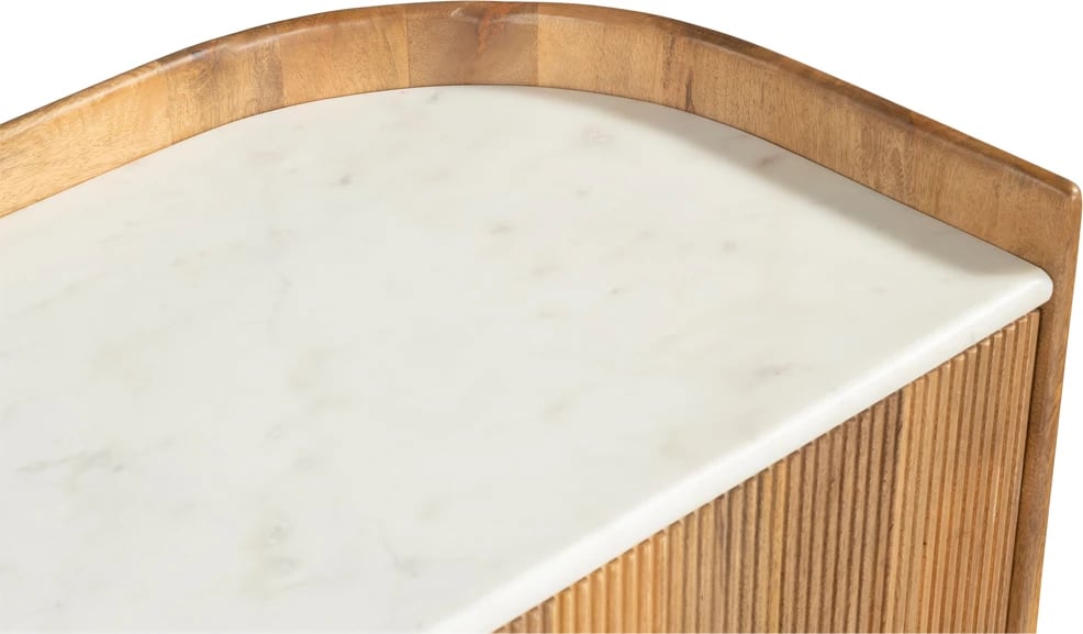 Komodë ORGANIC BITTER, 4 dyer, dru arre dhe e bardhë, 165x45x75