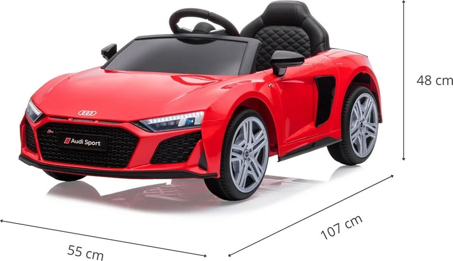 Makinë elektrike për fëmijë, Milly Mally, Audi R8 Spyder, 12V 4.5Ah, 2x30W, telekomandë, rrota EVA, e kuqe