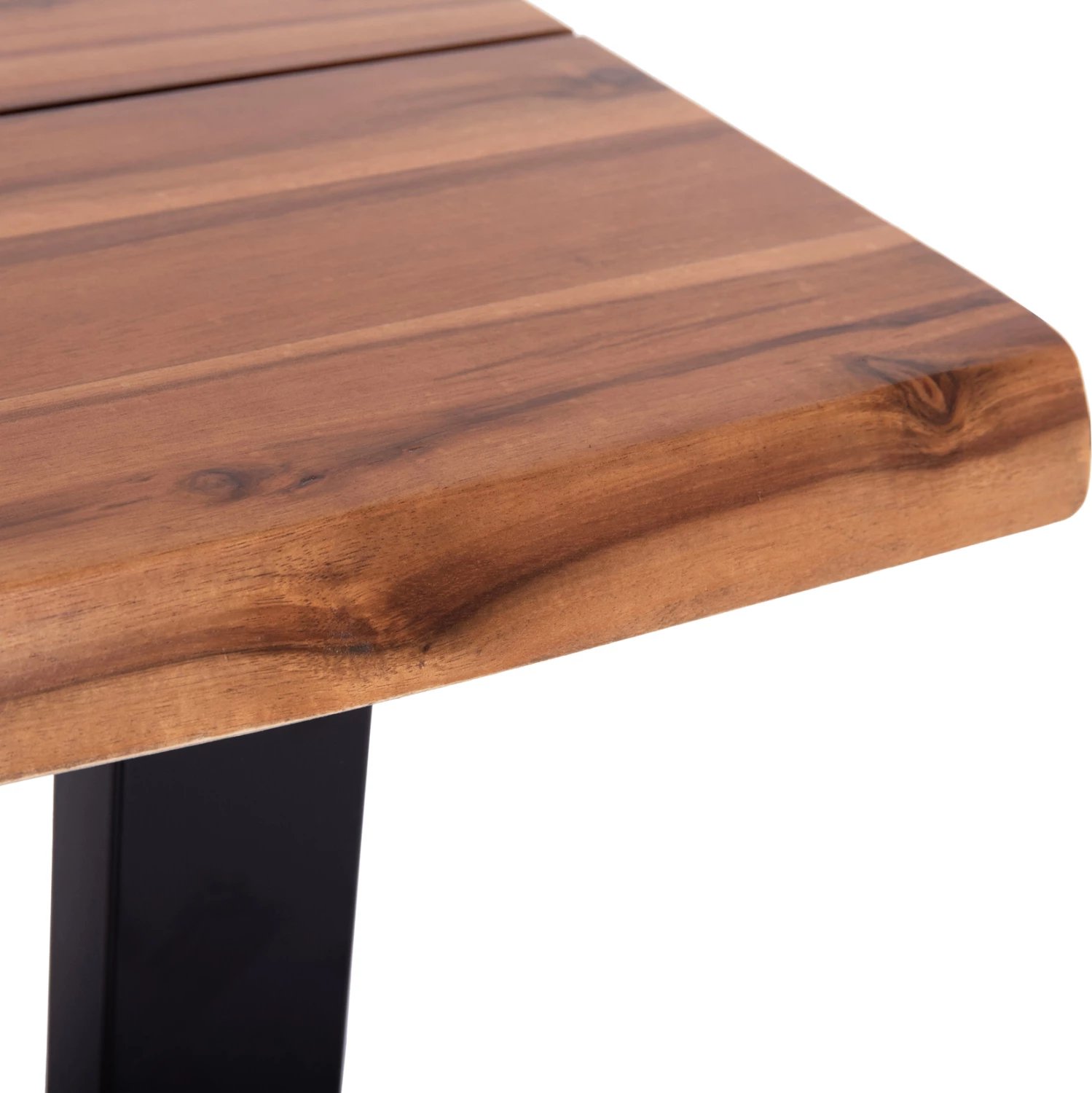 Tavolinë ngrënieje për jashtë, dru akacie natyrale, këmbë metalike, FRIGGO FH6294.01, 80x80x77cm