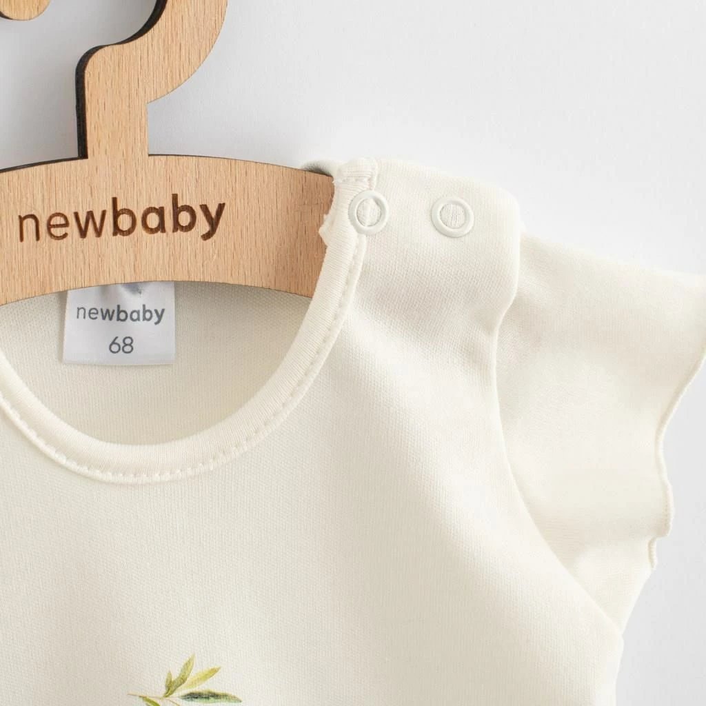 Fustan bebe me mëngë të shkurtra, New Baby Olivy, 100% pambuk organik, madhësi 68 (4-6m), bezhë