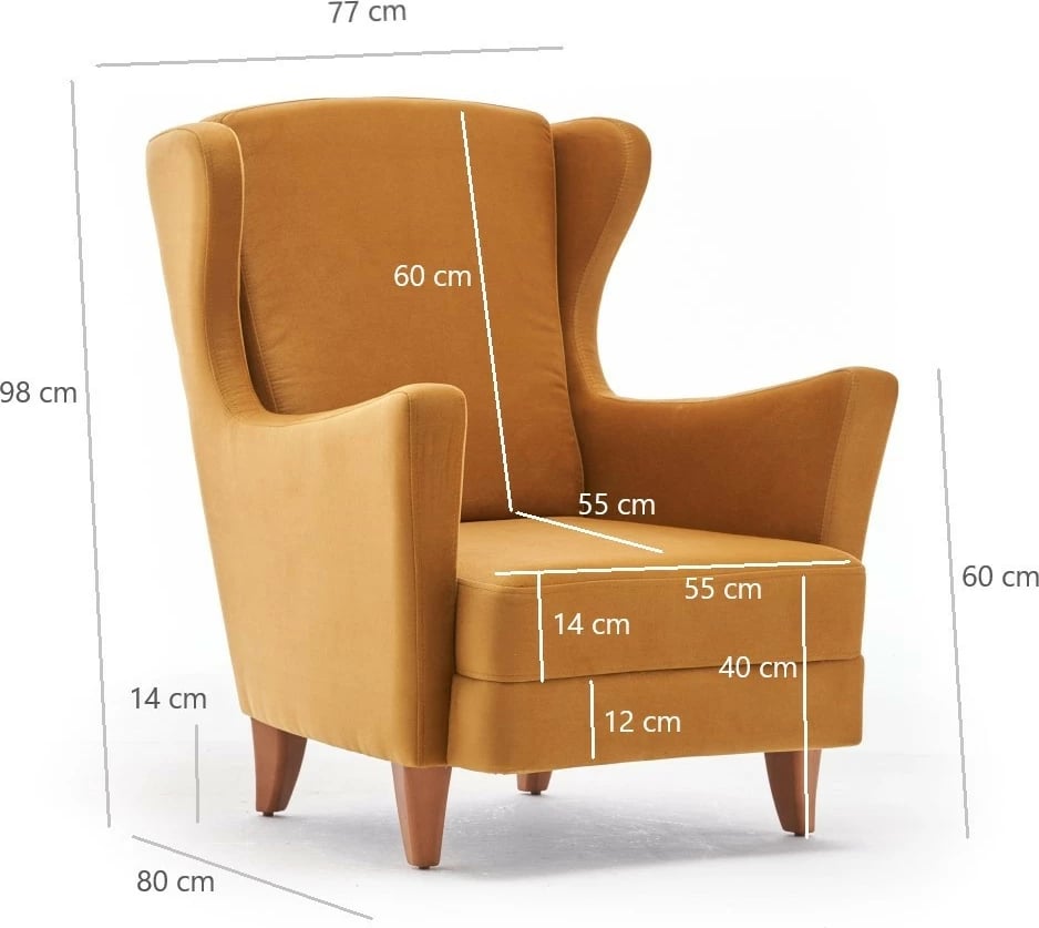 Karrige Wing Lola, ngjyrë ari, Atelier del Sofa