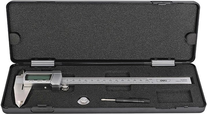 Kalliper dixhital Deli Tools EDL91200, 0-200mm, ±0.01mm, çelik inox