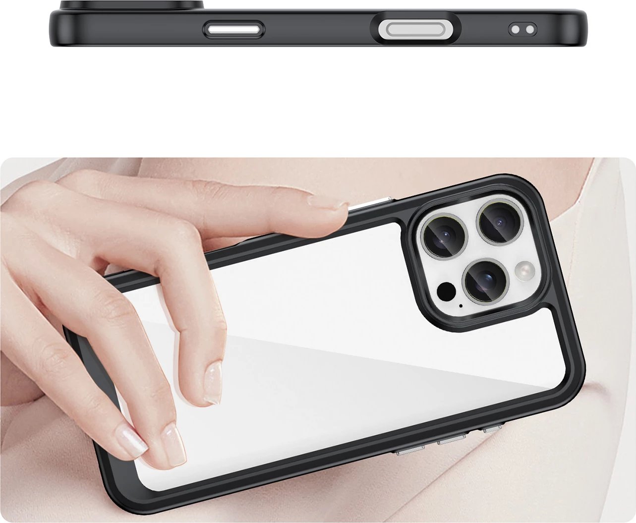 Mbështjellës Hurtel Outer Space Case për iPhone 16 Pro Max, i zi