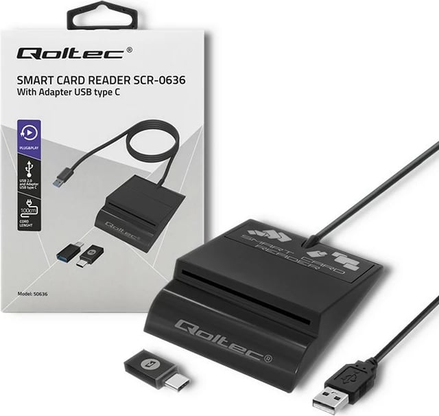 Lexues kartelash çipi Qoltec SCR-0636, USB Type C, i zi