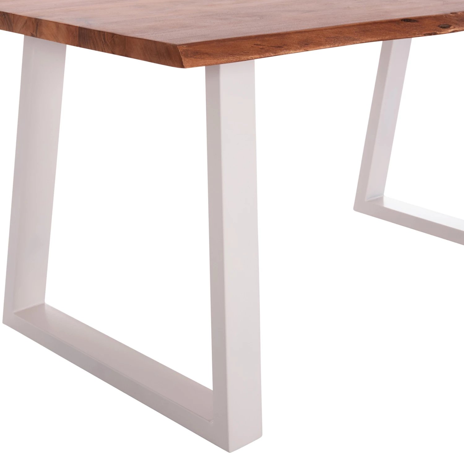 Tavolinë ngrënieje Montana, dru akacie, këmbë të bardha, 160x90x77cm