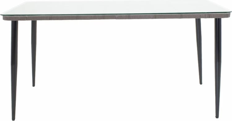 Tavolinë Naoki metalike, ngjyrë e zezë-pe gri-xham, 160x90x78cm