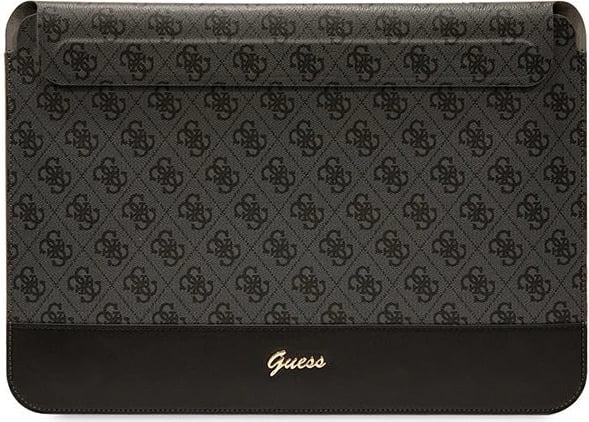 Mbështjellës laptopi Guess 4G Stripe Metal Logo, deri 14", Eco-leather, i zi