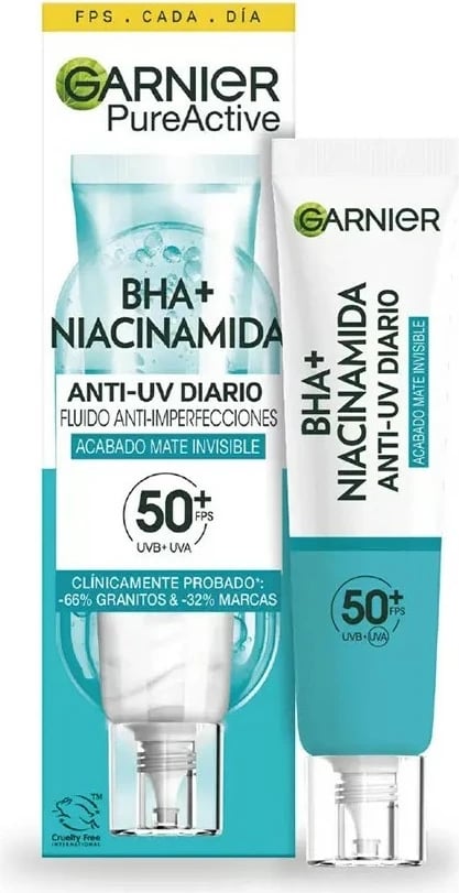 Fluido për fytyrë uniseks Garnier Pure Active BHA+ Niacinamidë SPF50+, 40ml