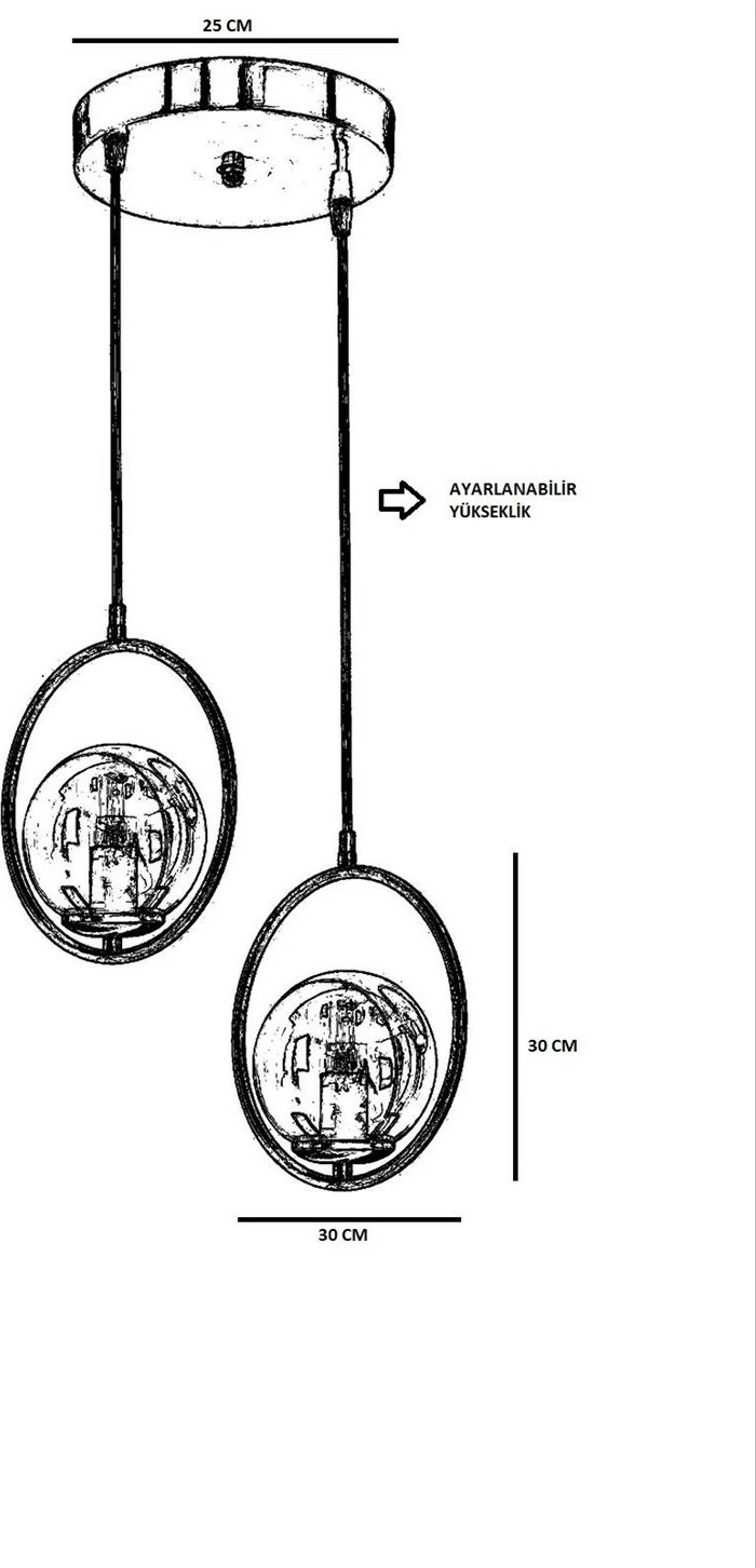 Llambë tavani Opviq, model Ring 2, metal i zi, xham i tymosur