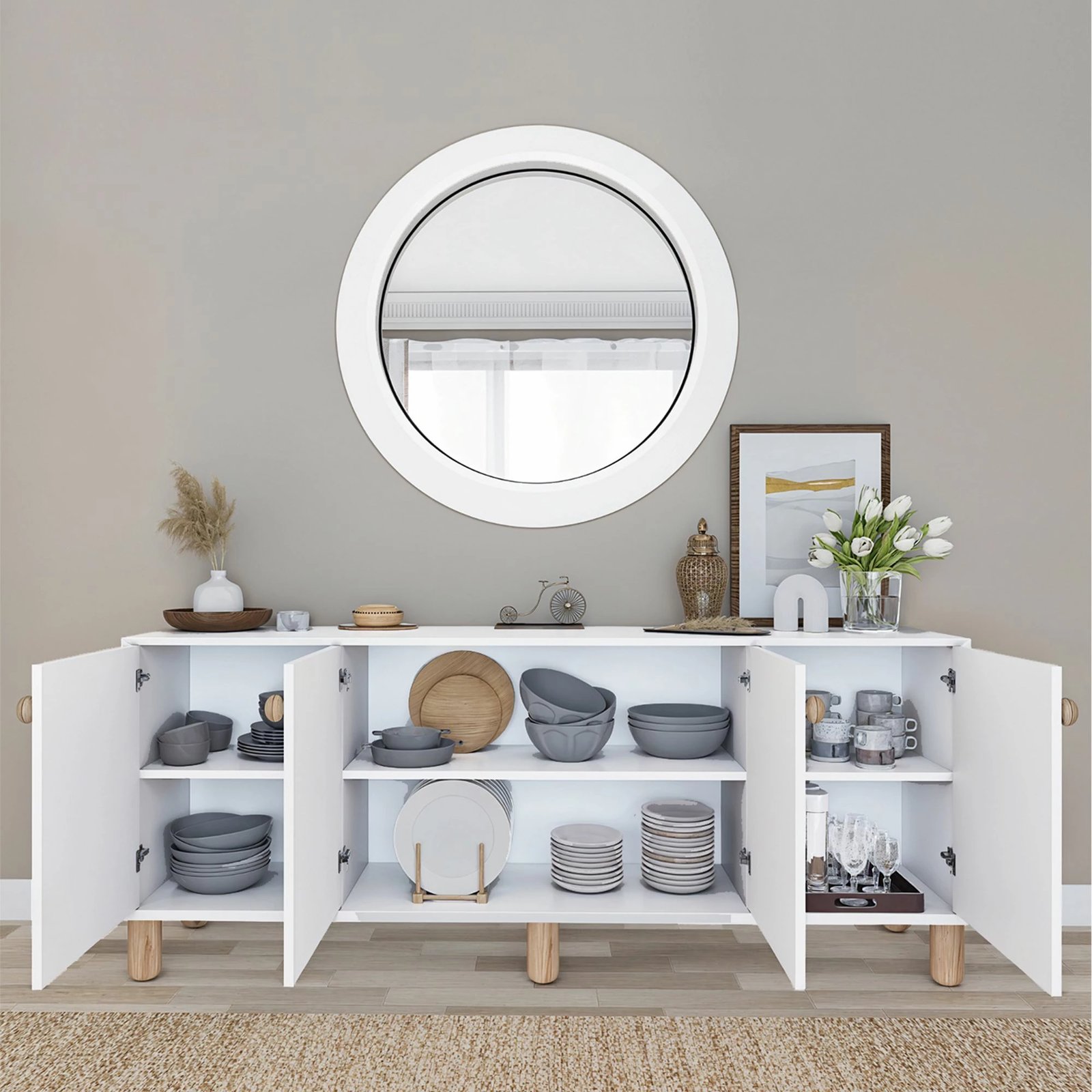 Konsol Skye Decor, ngjyrë e bardhë, 180x75x40 cm