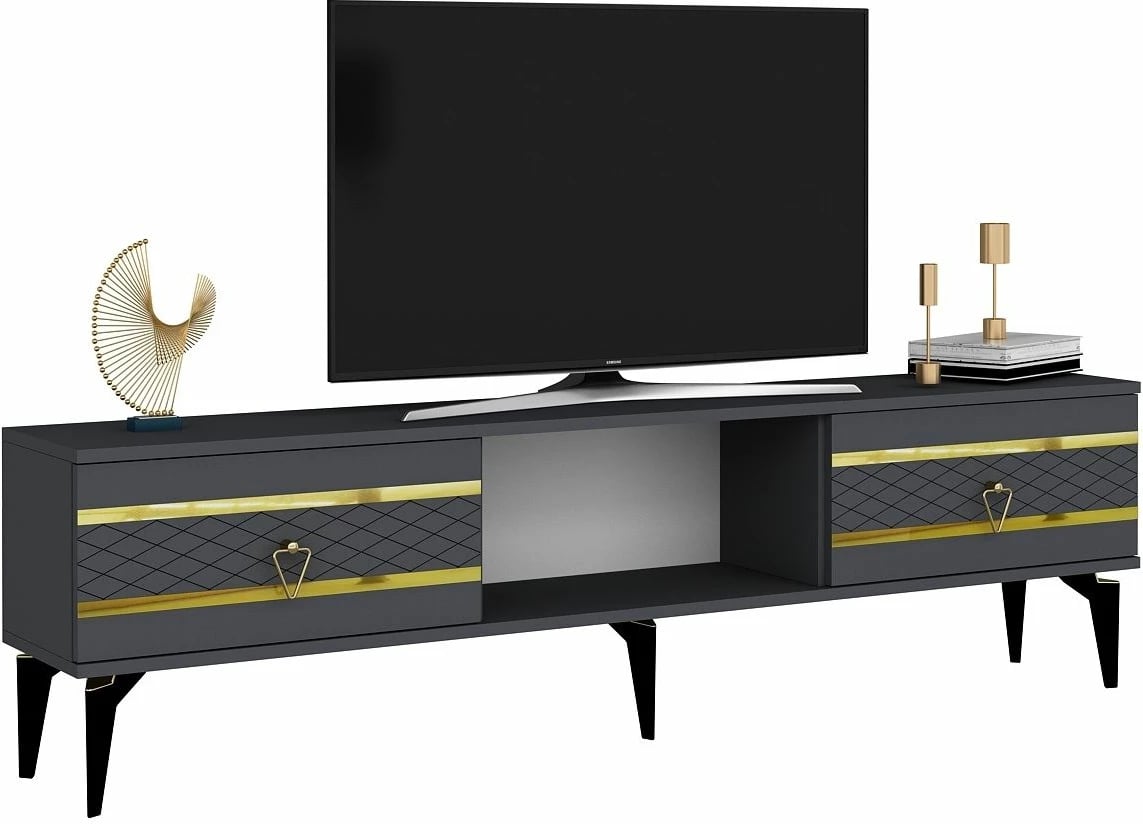 Komodë TV Skye Decor, ngjyrë antracit, ari