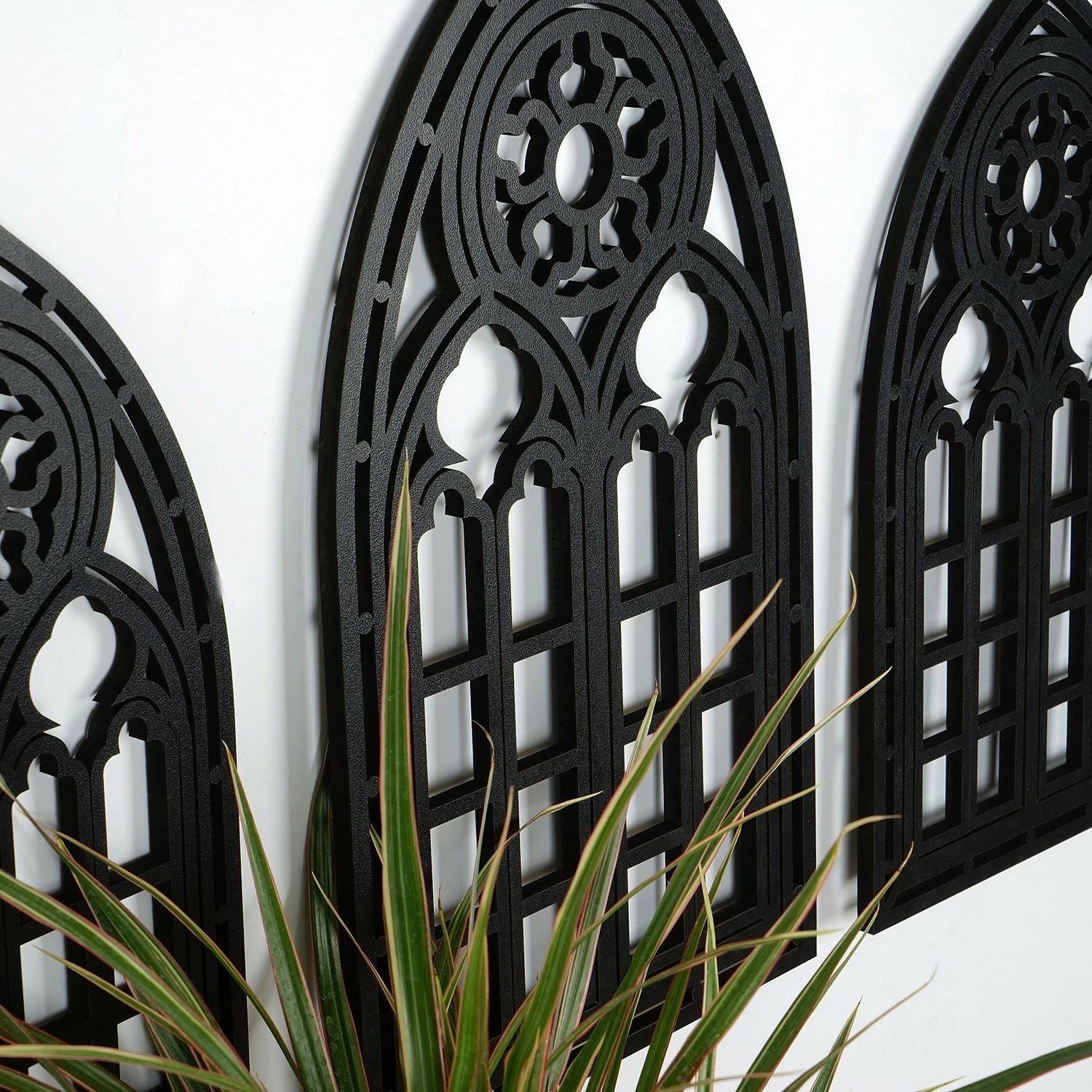 Aksesor dekorativ prej druri për mur, Wallity, CRY020, set prej 3 copësh, ngjyrë e zezë