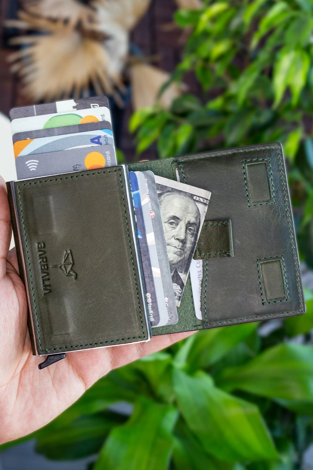 Mbajtës kartelash Zoozie Bags, ngjyrë e gjelbër, Smokey