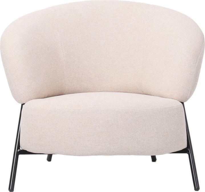 Fotel Jennie, material krem, këmbë metalike të zeza, 84x84x71.5cm