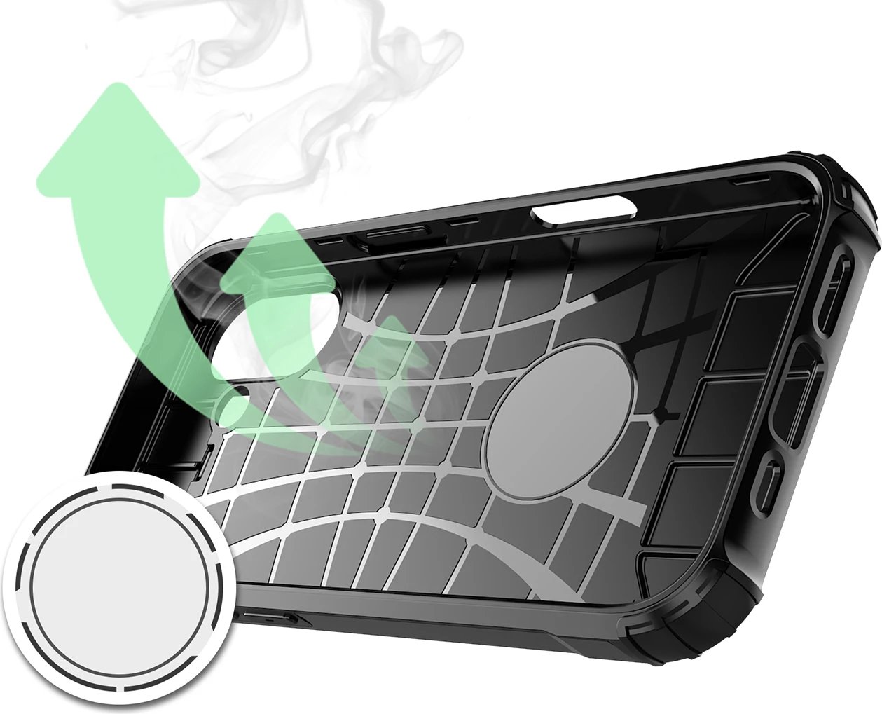 Mbështjellës Hurtel Hybrid Armor për iPhone 17, i zi