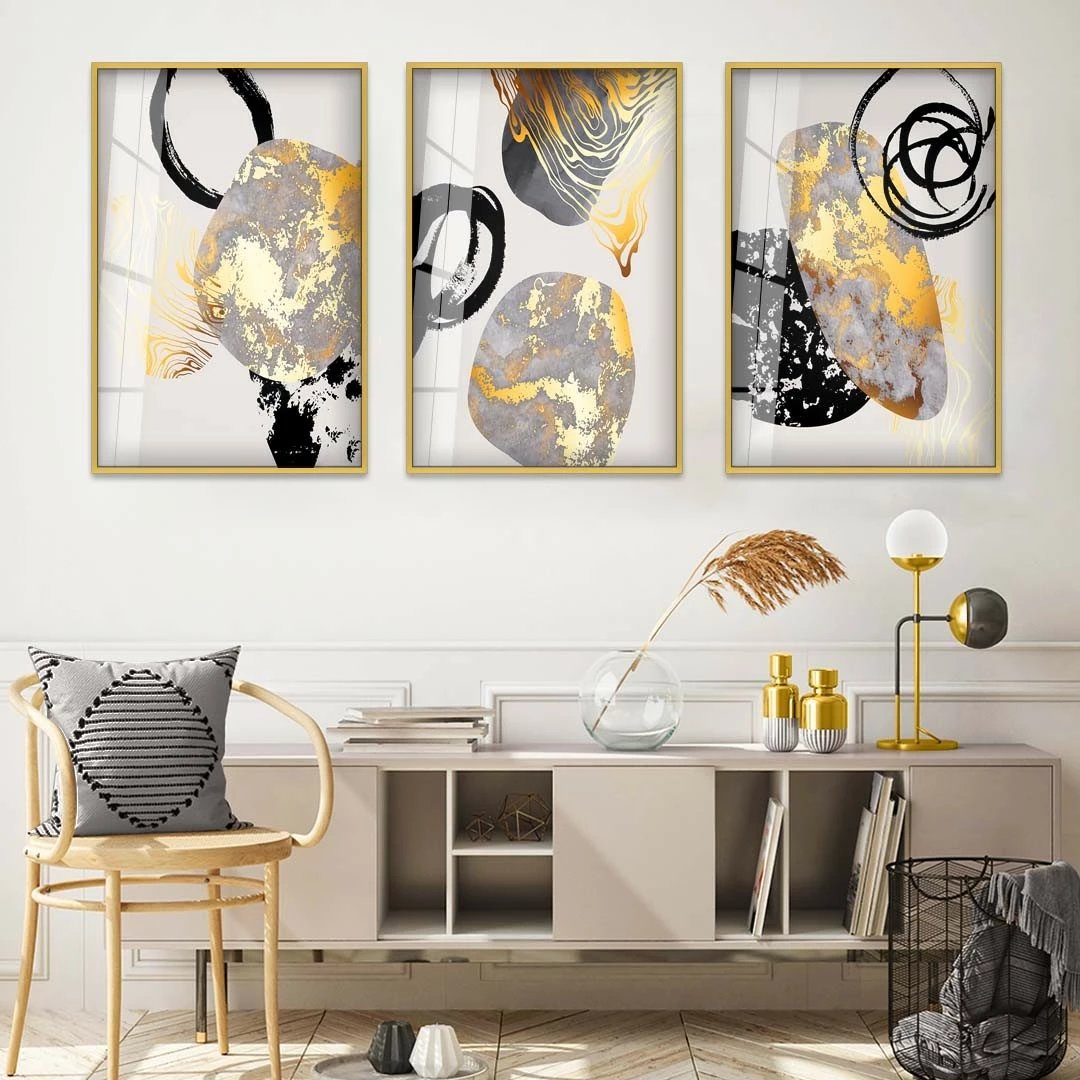 Pikturë dekorative prej xhami të temperuar, shumëngjyrëshe, Wallity Huhu382, 100x70cm (3 copë)