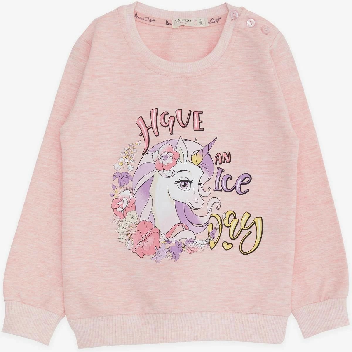 Duks për vajza Breeze, me print të një unicorni, për mosha 2-6, gri melanzh