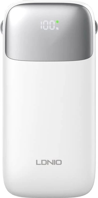 Powerbank LDNIO PQ20, 20000mAh, 22.5W, USB-C, Lightning, Bardhë