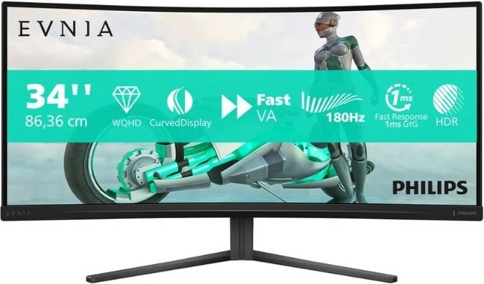Monitor Philips 34M2C3500L, 34", VA, 180Hz, UltraWide QHD, i zi