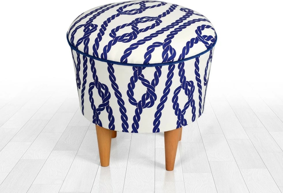 Pouf Atelier del Sofa, Cunda v2, ngjyrë kaltër dhe bardhë