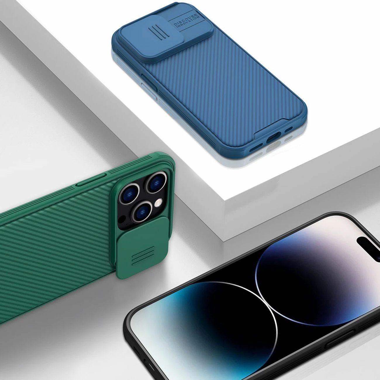 Mbështjellës Nillkin CamShield Pro për iPhone 14 Pro Max, me kapak kamere, Kaltër Mbështjellës Nillkin CamShield Pro për iPhone 14 Pro Max, me kapak kamere, Kaltër