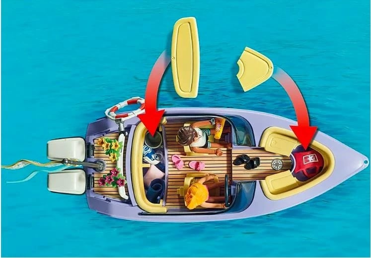 Set lodrash Playmobil City Life 71366, 68 pjesë, me motorçikletë uji dhe figura