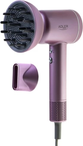 Tharëse flokësh, Adler, AD 2270 Superspeed, motor brushless 110000 RPM, 1600W, 3 shpejtësi ajri, 3 temperatura, jonizim, ekran LED me ngjyra, kabllo 1.8 m, rozë