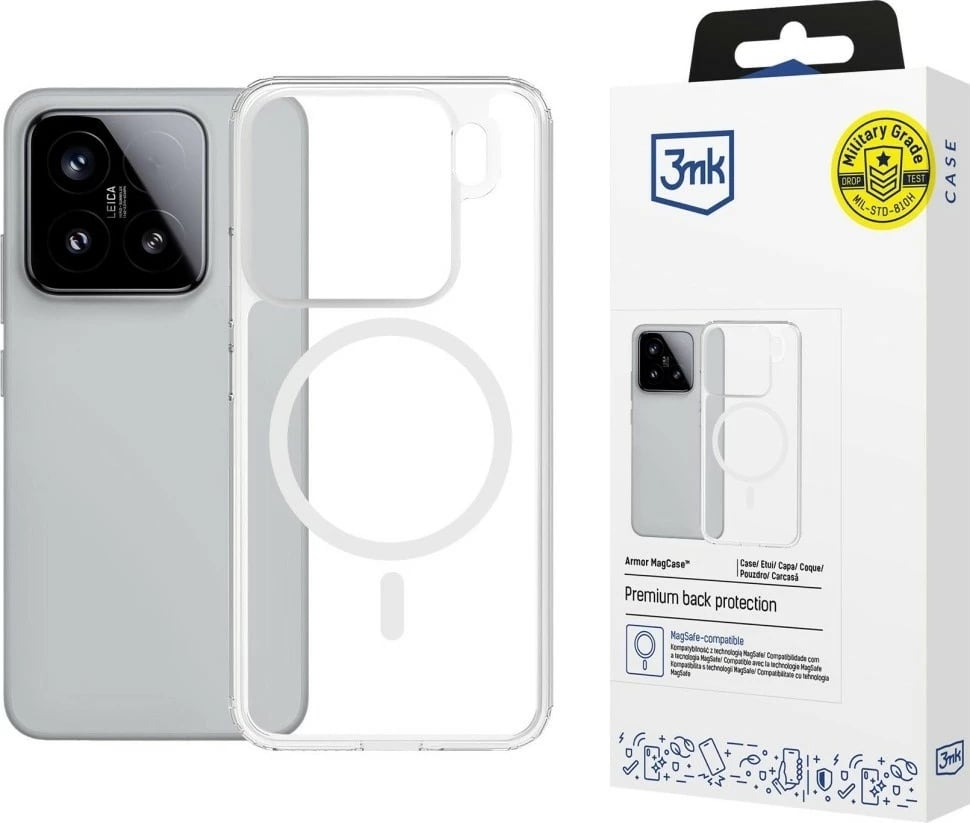 Mbështjellës 3MK Armor MagCase për Xiaomi 15 Pro, MagSafe, Transparent