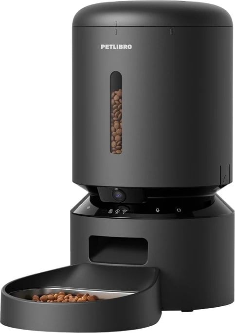 Shpërndarës ushqimi për kafshë Petlibro Granary, 5L, me kamerë, i zi