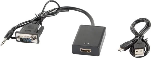 Kabllo Lanberg AD-0021-BK, HDMI - type A, VGA, 0.2m, e zezë