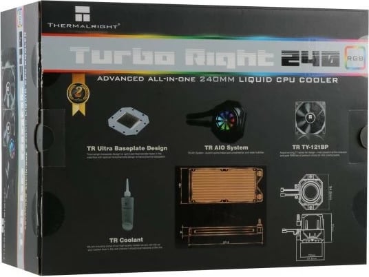 Ftohës i lëngshëm Thermalright Turbo Right 240C, All-in-one, 2x12cm, i zi