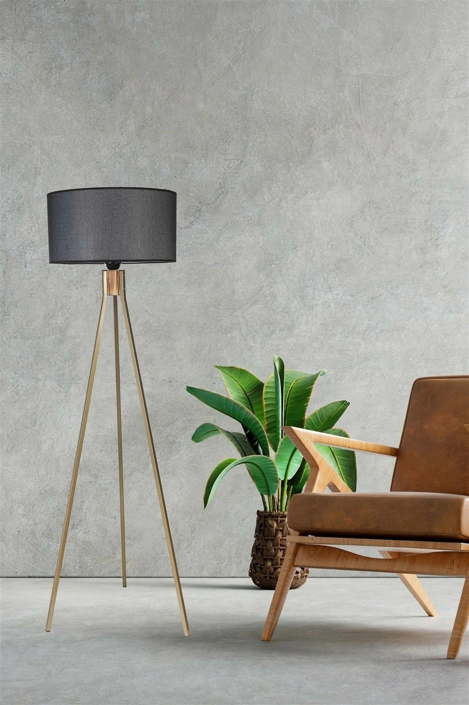 Llambë dyshemeje Opviq, 8829-8, e zezë dhe ari, 155cm